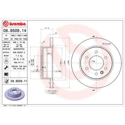 Disque de frein BREMBO 8950911, Arrière, plein, 1 pièce aperçu 4
