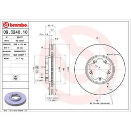 Disque de frein BREMBO 09C24010, Avant, ventilé, 1 pièce aperçu 3