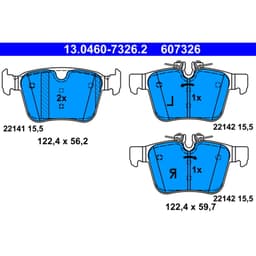 Jeu de plaquettes de frein ATE 13.0460-7326.2, arrière aperçu 2