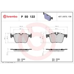 Jeu de plaquettes de frein BREMBO P 50 122, arrière aperçu 2