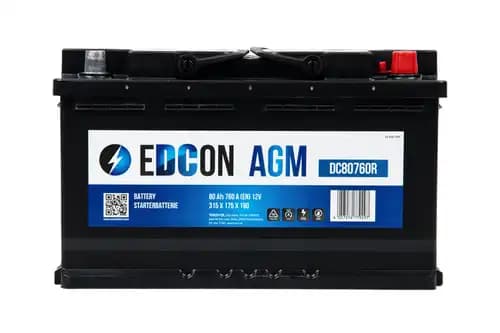RDC80760 EDCON AGM battery ! 80Ah 760A ETN 0 (R+) 19.5/17.9 H7/LN4 315x175x190 B13