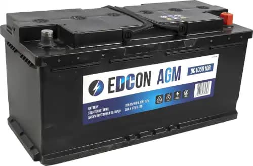 DC105910R EDCON AGM battery ! 105Ah 910A ETN 0 (R+) 19.5/17.9 H9/LN6 394x175x190 B13
