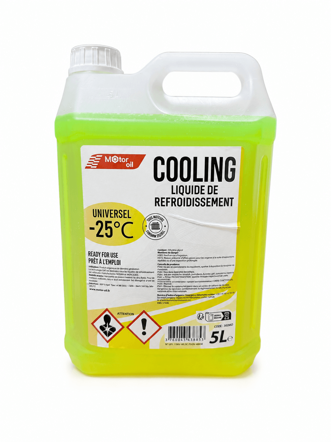 Liquide de refroidissement / Antigel UNIVERSEL JAUNE -25°C 5L