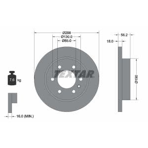 Disque de frein TEXTAR 92301003, Arrière, plein, 2 pièce