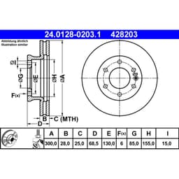 Disque de frein ATE 24.0128-0203.1, Avant, ventilé, 1 pièce aperçu 3