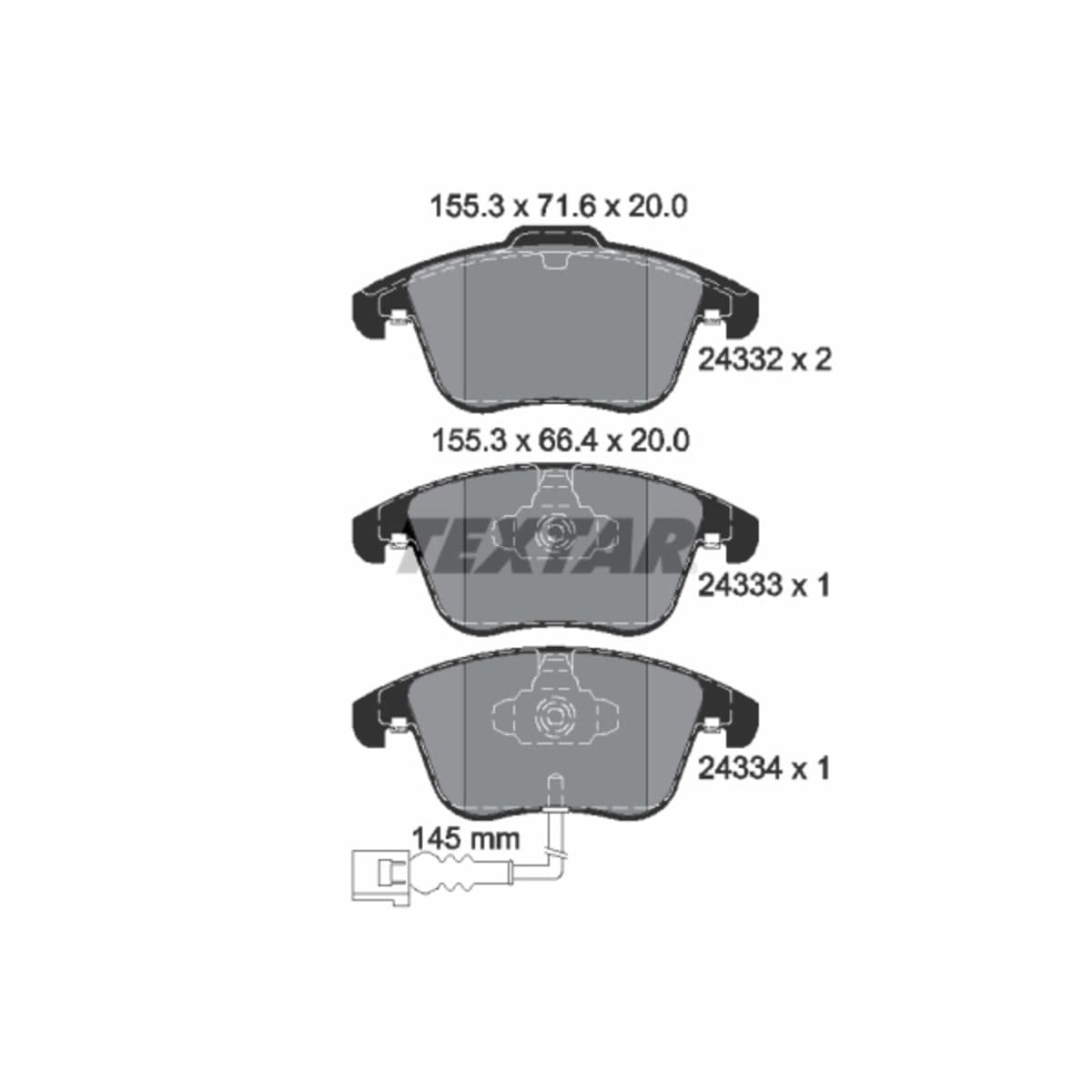 Jeu de plaquettes de frein TEXTAR 2433301, avant