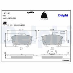 Jeu de plaquettes de frein DELPHI LP3270, avant aperçu 2