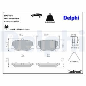 Jeu de plaquettes de frein DELPHI LP3434, arrière