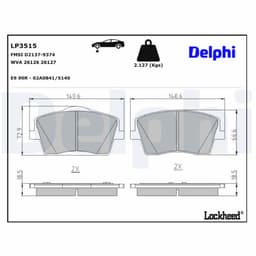 Jeu de plaquettes de frein DELPHI LP3515, avant aperçu 2
