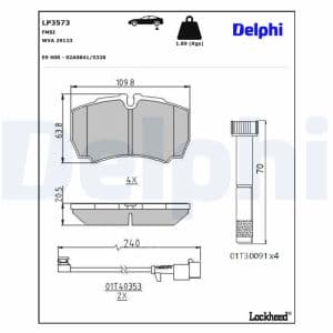 Jeu de plaquettes de frein DELPHI LP3573, arrière
