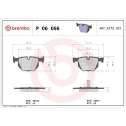 Jeu de plaquettes de frein BREMBO P 06 056, arrière aperçu 2