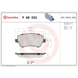 Jeu de plaquettes de frein BREMBO P 68 033, avant aperçu 3
