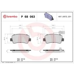 Jeu de plaquettes de frein BREMBO P 68 063, arrière aperçu 2