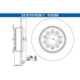 Disque de frein ATE 24.0110-0356.1, Arrière, plein, 1 pièce aperçu 3