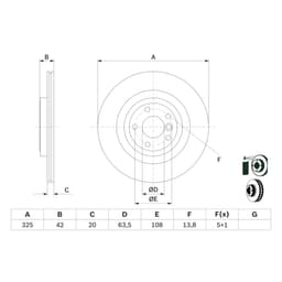 Disque de frein BOSCH 0 986 479 E61, Arrière, ventilé, 1 pièce aperçu 3
