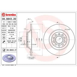 Disque de frein BREMBO 8884321, Arrière, plein, 1 pièce aperçu 4