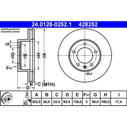 Disque de frein ATE 24.0128-0252.1, Avant, Ventilé, 1 pièce aperçu 3