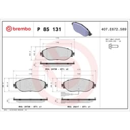 Jeu de plaquettes de frein BREMBO P 85 131 aperçu 2