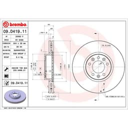 Disque de frein BREMBO 09D41911, Avant, ventilé, 1 pièce aperçu 4
