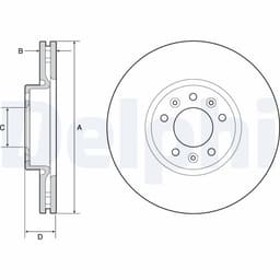 Disque de frein DELPHI BG4805C, Avant, ventilé, 2 pièce aperçu 2
