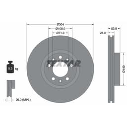 Disque de frein TEXTAR 92287203, Avant, ventilé, 1 pièce aperçu 3