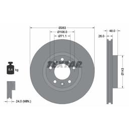 Disque de frein TEXTAR 92267203, Avant, ventilé, 1 pièce aperçu 3