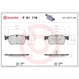  Jeu de plaquettes de frein BREMBO P 61 116, avant aperçu 2