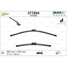 Balai d'essuie-glace VALEO Silencio VF894, 800/750mm, Avant, 2 Pièce aperçu 3