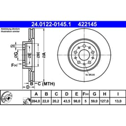 Disque de frein ATE 24.0122-0145.1 avant, ventilé, 2 pièce aperçu 3