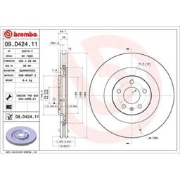  Disque de frein BREMBO 09D42411, arrière, ventilé, 1 pièce aperçu 4