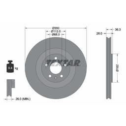 Disque de frein TEXTAR 92290405 arrière, ventilé, 1 pièce aperçu 3